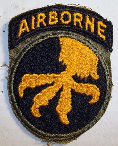  RARE WWII ONE PIECE 17TH AIRBORNE PATCH