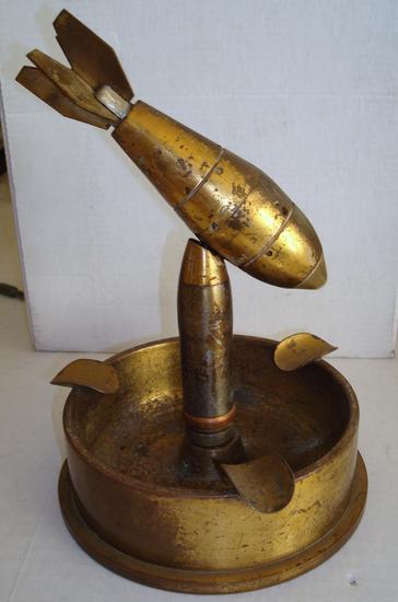  GREAT WWII TRENCH ART ASHTRAY> JAPANESE SHELLS