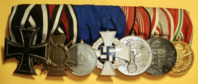 WWII GERMAN 7 PLACE MEDAL BAR