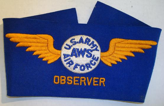 WWII AAF AIRCRAFT WARNING SERVICE ARMBAND