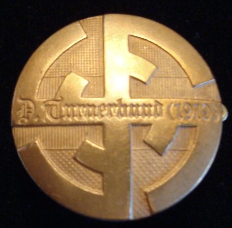 WWII GERMAN GERMAN GYMNASTICS ASSOCIATION MEMBER'S LAPEL PIN 1919