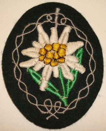 WWII GERMAN MOUNTAIN TROOP SLEEVE EDELWEISS