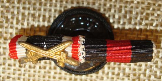 WWII GERMAN TWO PLACE BUTTON HOLE  RIBBON BAR