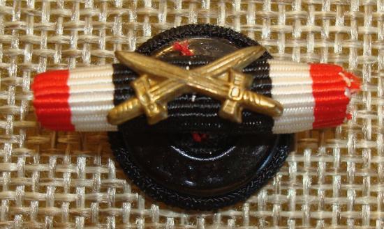 WWII GERMAN ONE PLACE BUTTON HOLE  RIBBON BAR