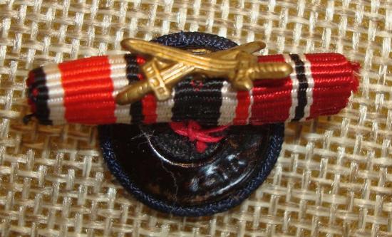 WWII GERMAN THREE PLACE BUTTON HOLE RIBBON BAR