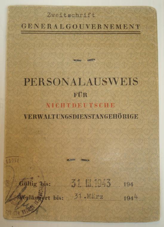WWII GERMAN POLISH WOMANS ID IN WARSAW