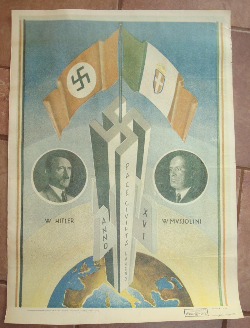 WWII ITALIAN HITLER AND MUSSOLINI POSTER