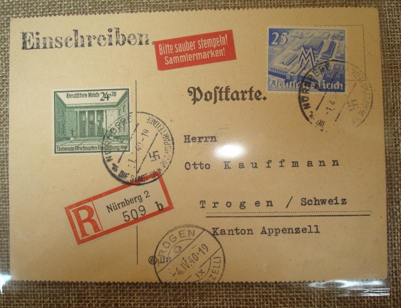 WWII GERMAN THREE POSTMARKS ON CARD FIRST DAY ?