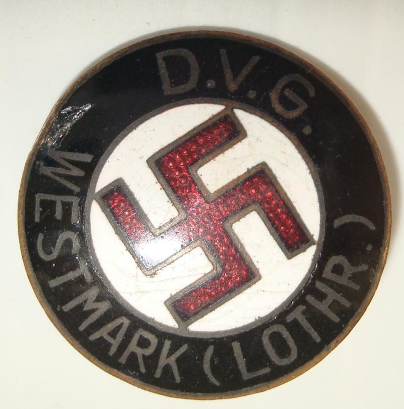 WWII GERMAN D.V.G. WESTMARK LAPEL PIN