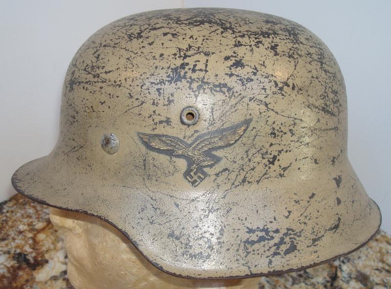 WWII GERMAN M42 SINGLE DECAL CAMOUFLAGED HELMET